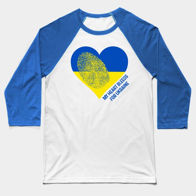Ukraine Heart  Fingerprint Ukrainian Gift Baseball T-Shirt by Scar